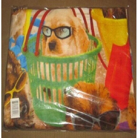 New Dogs On Beach in Shades Bath Pool Gift Towel Puppy Dog Puppies Ocean Waves - Picture 4 of 5